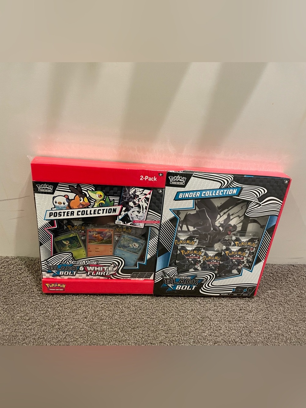 Pokemon Black Bolt White Flare Binder + Poster Collection 2-Pack Sealed.
